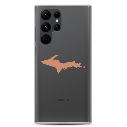 Michigan Upper Peninsula Clear Phone Case (w/ Copper Color UP Outline) | Samsung Android