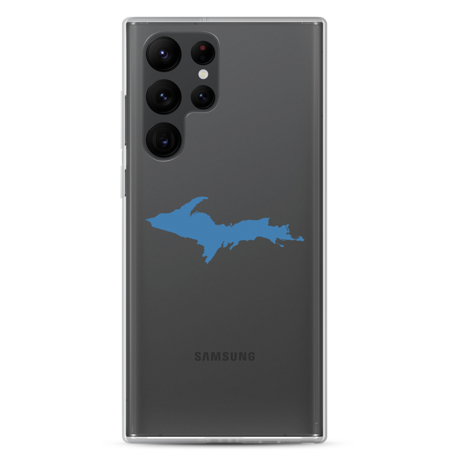 Michigan Upper Peninsula Clear Phone Case (w/ Lake Superior Blue UP Outline) | Samsung Android