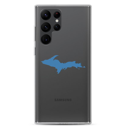 Michigan Upper Peninsula Clear Phone Case (w/ Lake Superior Blue UP Outline) | Samsung Android