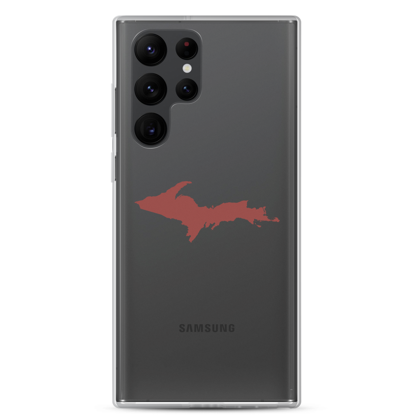 Michigan Upper Peninsula Clear Phone Case (w/ Ore Dock Red UP Outline) | Samsung Android