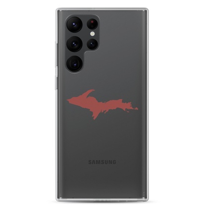 Michigan Upper Peninsula Clear Phone Case (w/ Ore Dock Red UP Outline) | Samsung Android