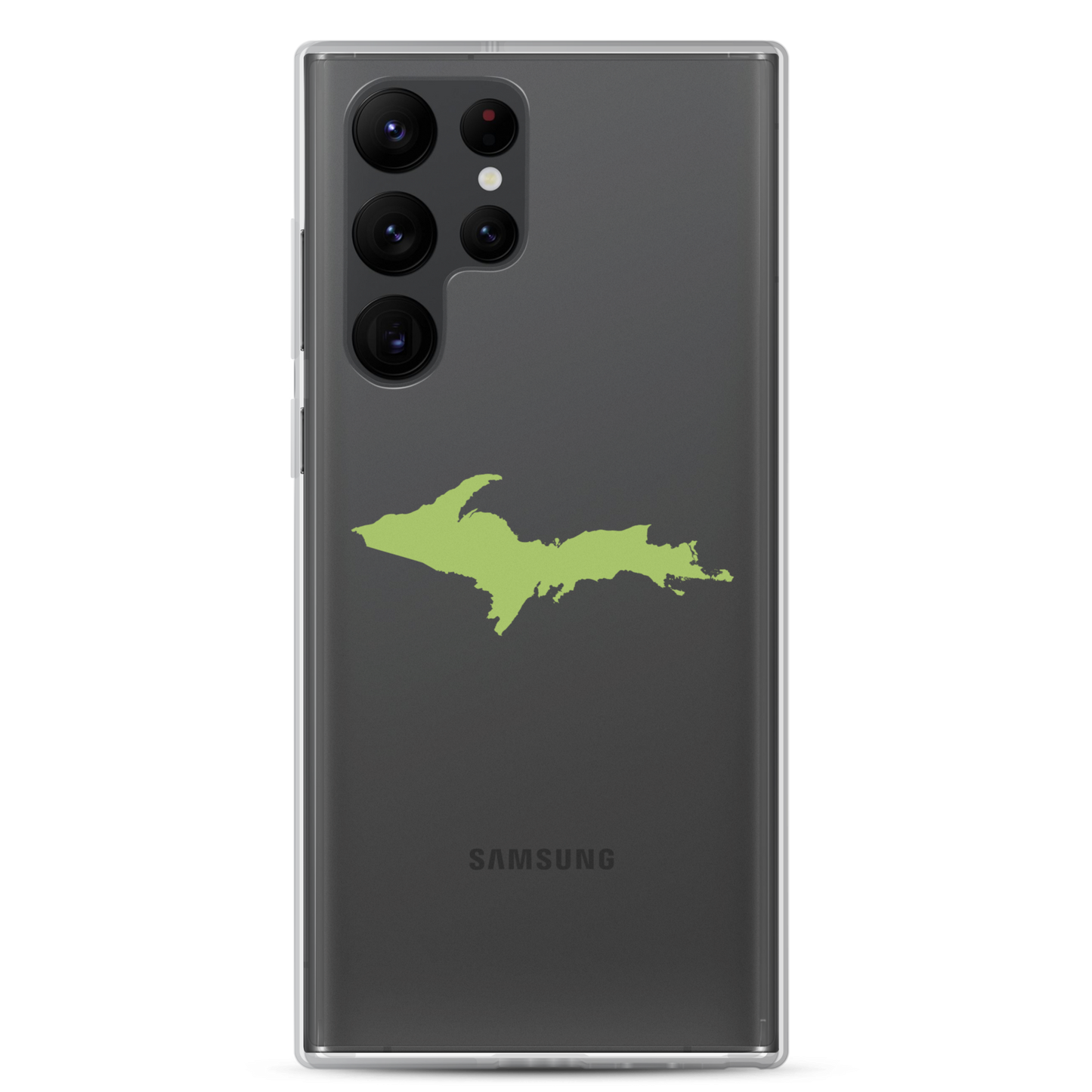 Michigan Upper Peninsula Clear Phone Case (w/ Gooseberry Green UP Outline) | Samsung Android