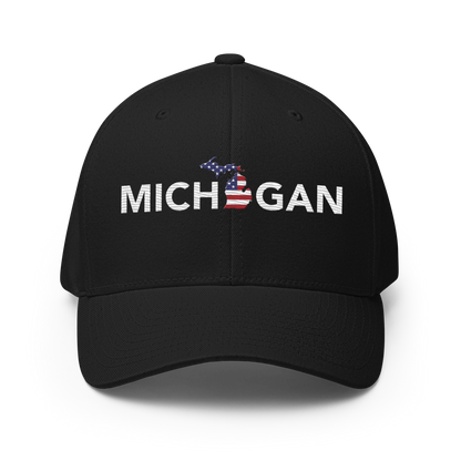 'Michigan' Fitted Baseball Cap (Sans Font Patriot Edition)