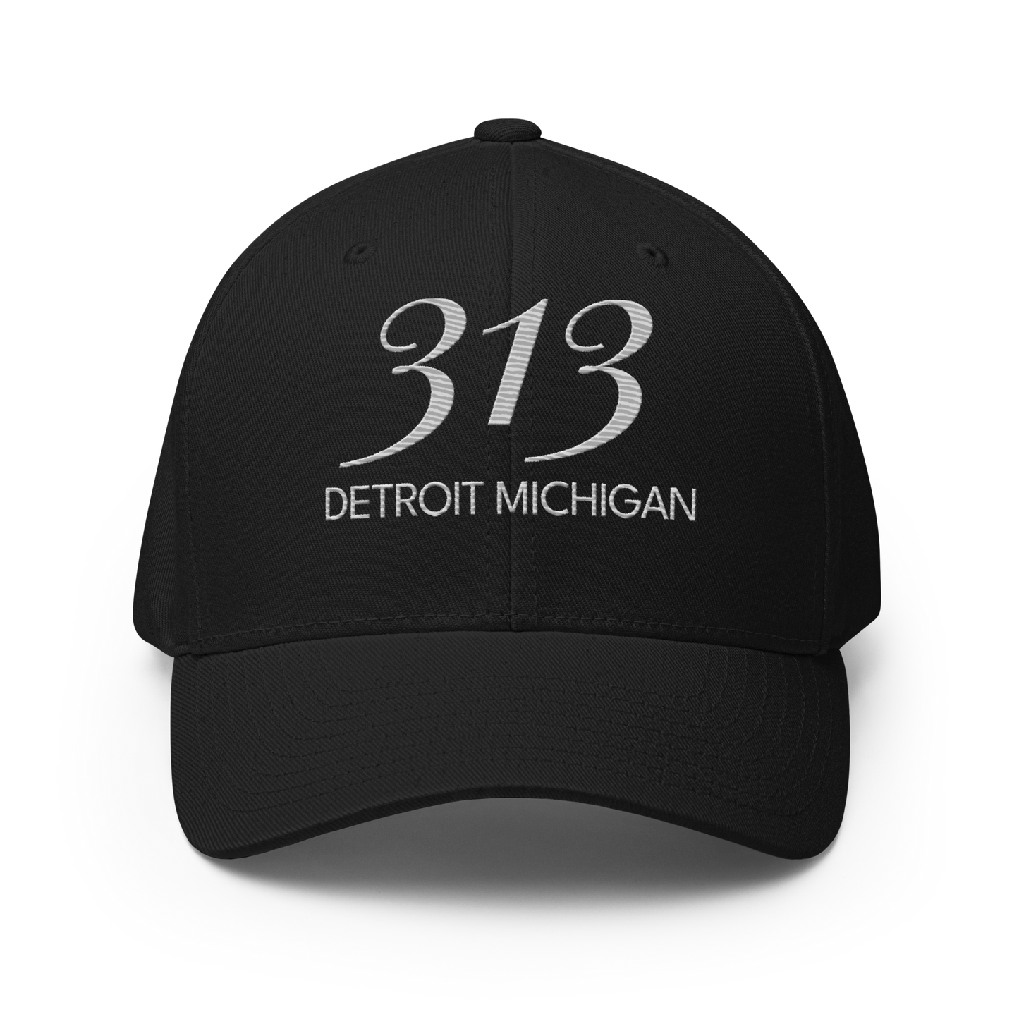 '313 Detroit Michigan' Fitted Baseball Cap | Platinum