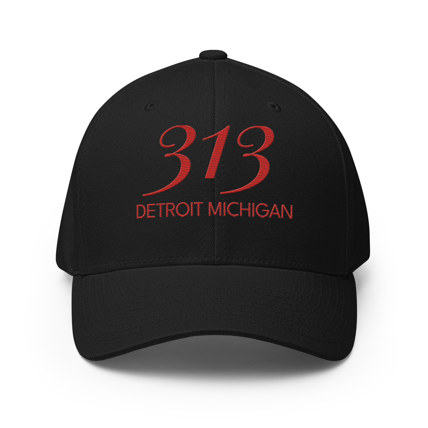 '313 Detroit Michigan' Fitted Baseball Cap | Aliform Red