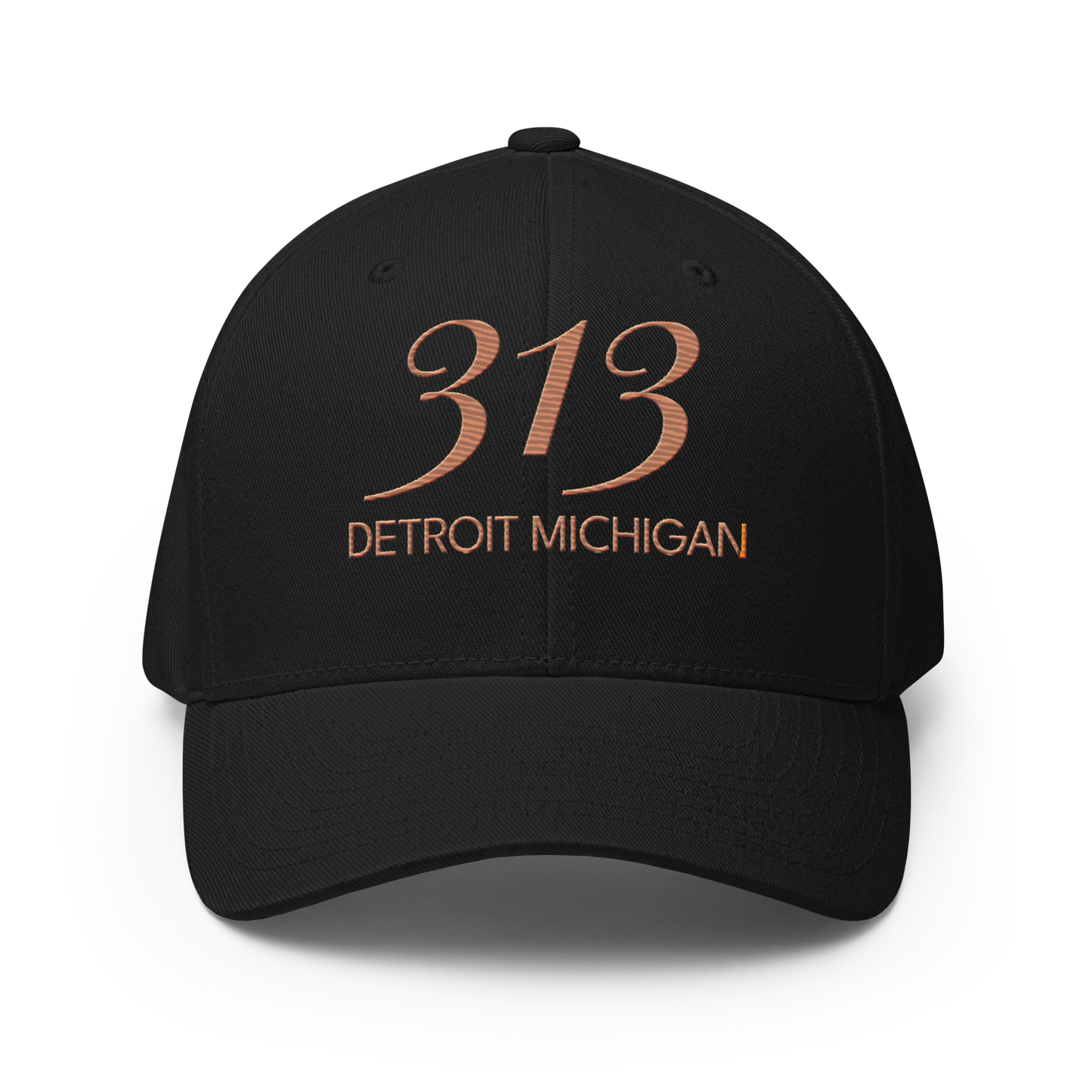 '313 Detroit Michigan' Fitted Baseball Cap | Copper