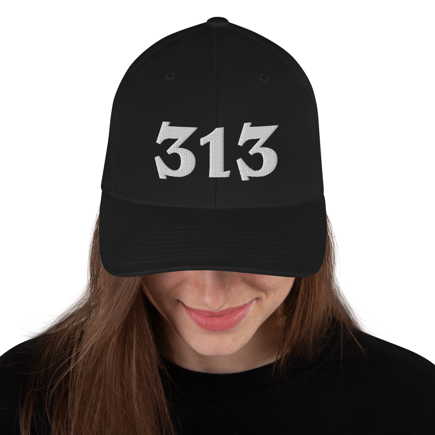 Detroit '313' Fitted Baseball Cap (Angry Font)