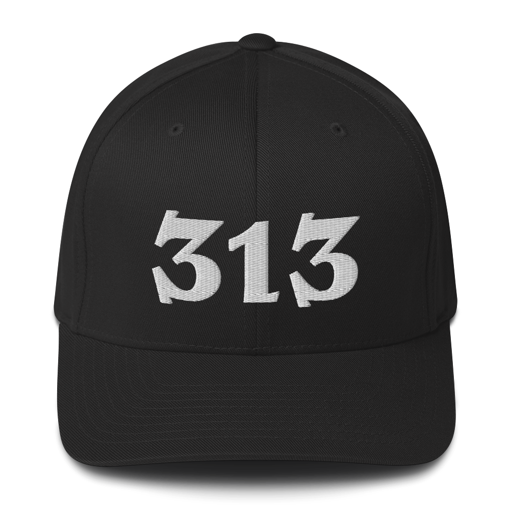 Detroit '313' Fitted Baseball Cap (Angry Font)