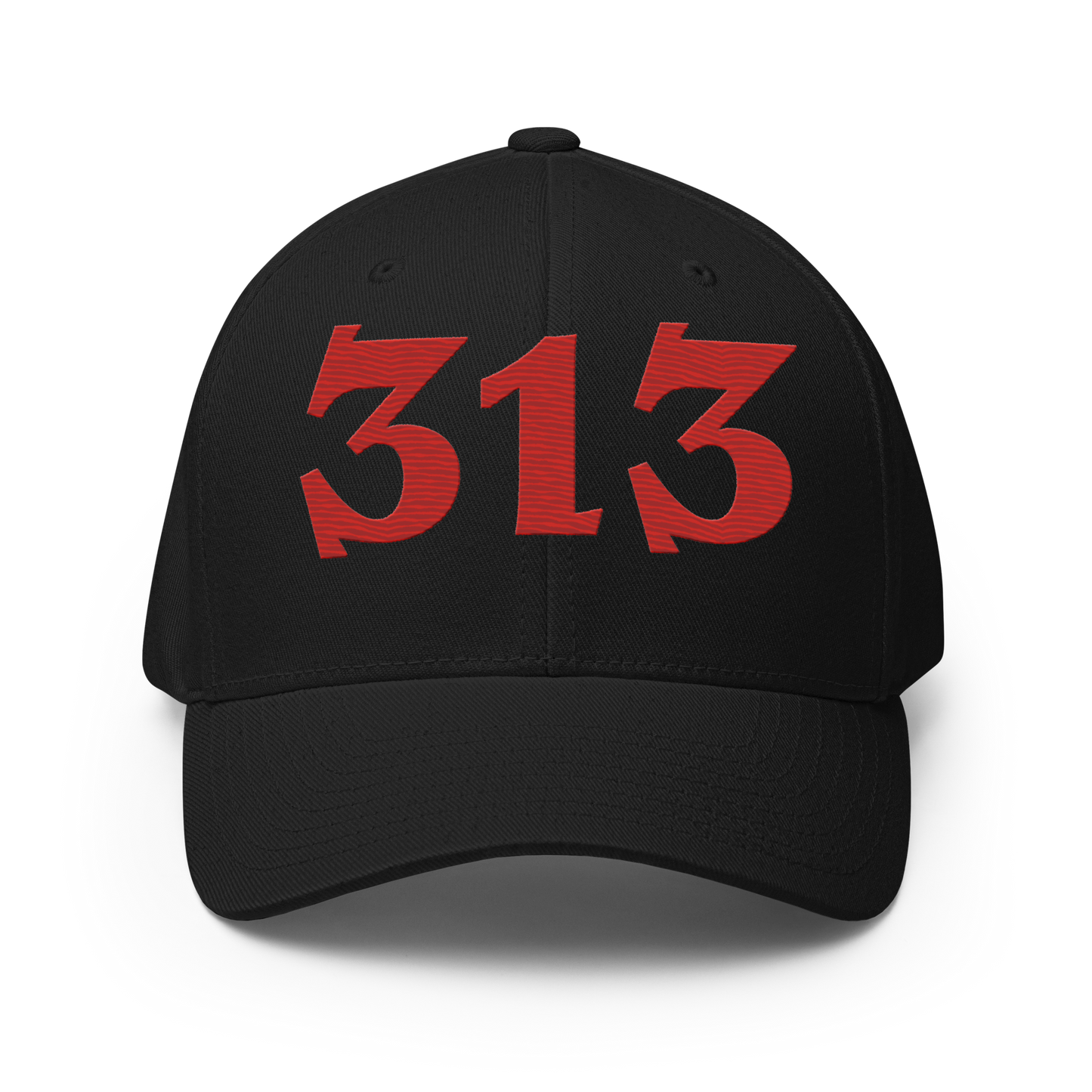 Detroit '313' Fitted Baseball Cap (Angry Font) | Aliform Red