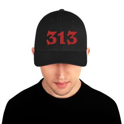 Detroit '313' Fitted Baseball Cap (Angry Font) | Aliform Red