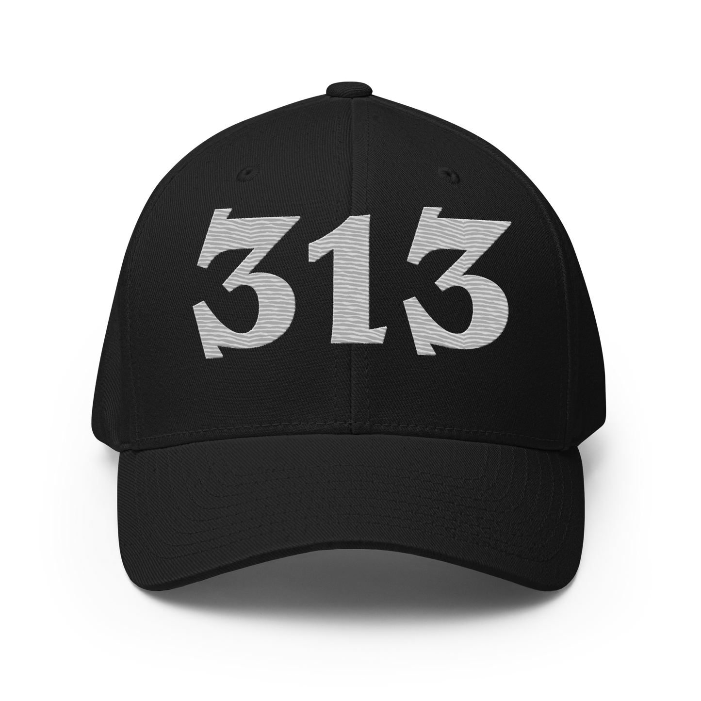 Detroit '313' Fitted Baseball Cap (Angry Font) | Platinum