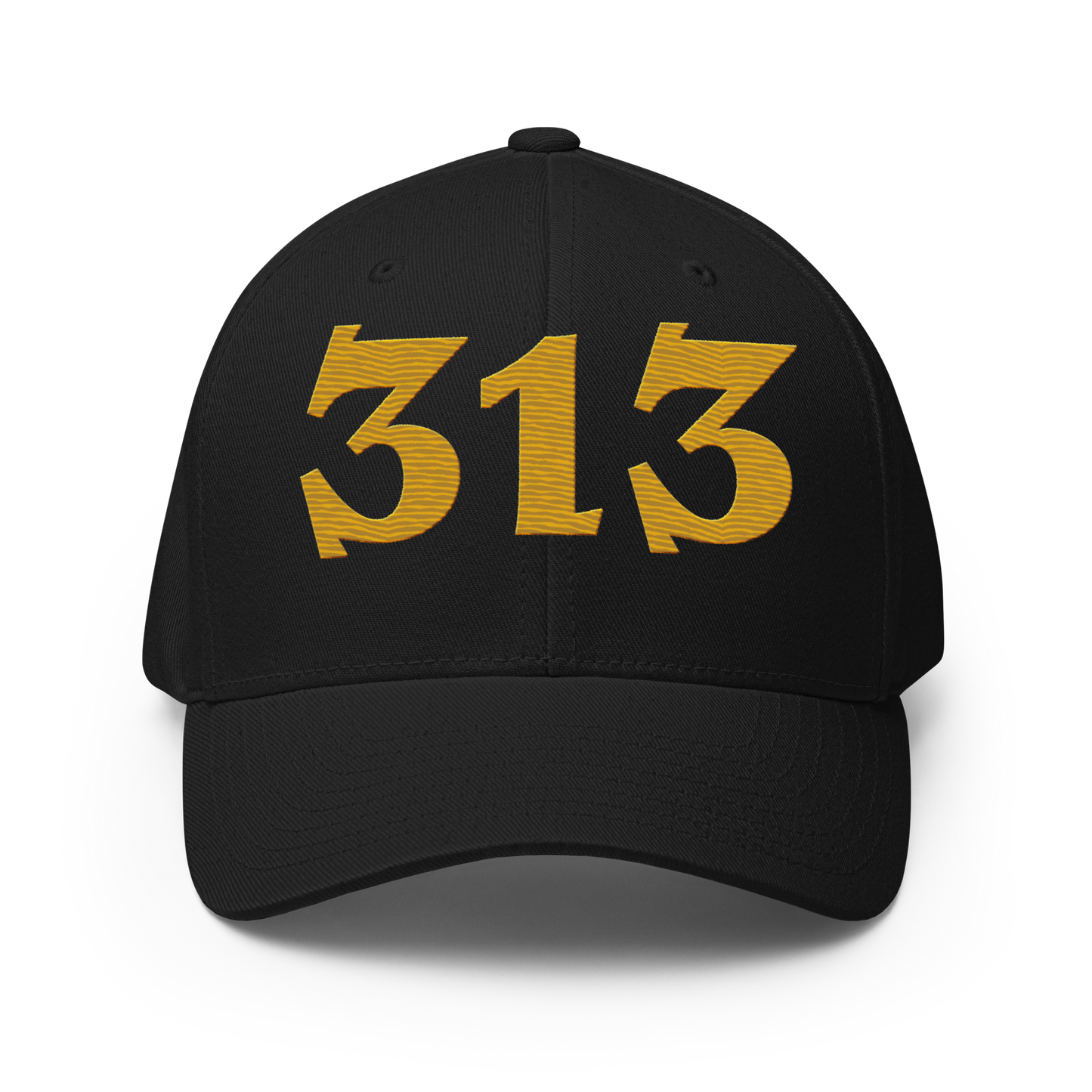 Detroit '313' Fitted Baseball Cap (Angry Font) | Gold