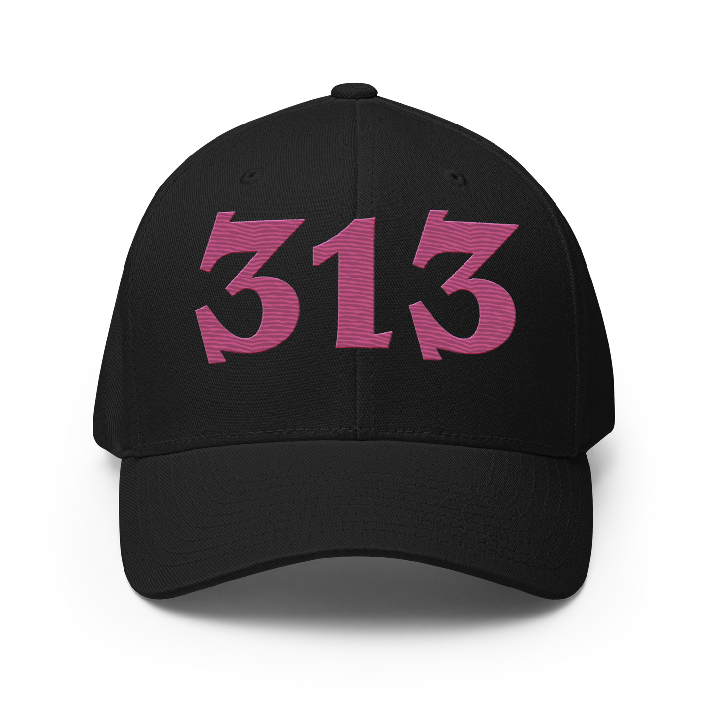 Detroit '313' Fitted Baseball Cap (Angry Font) | Apple Blossom Pink