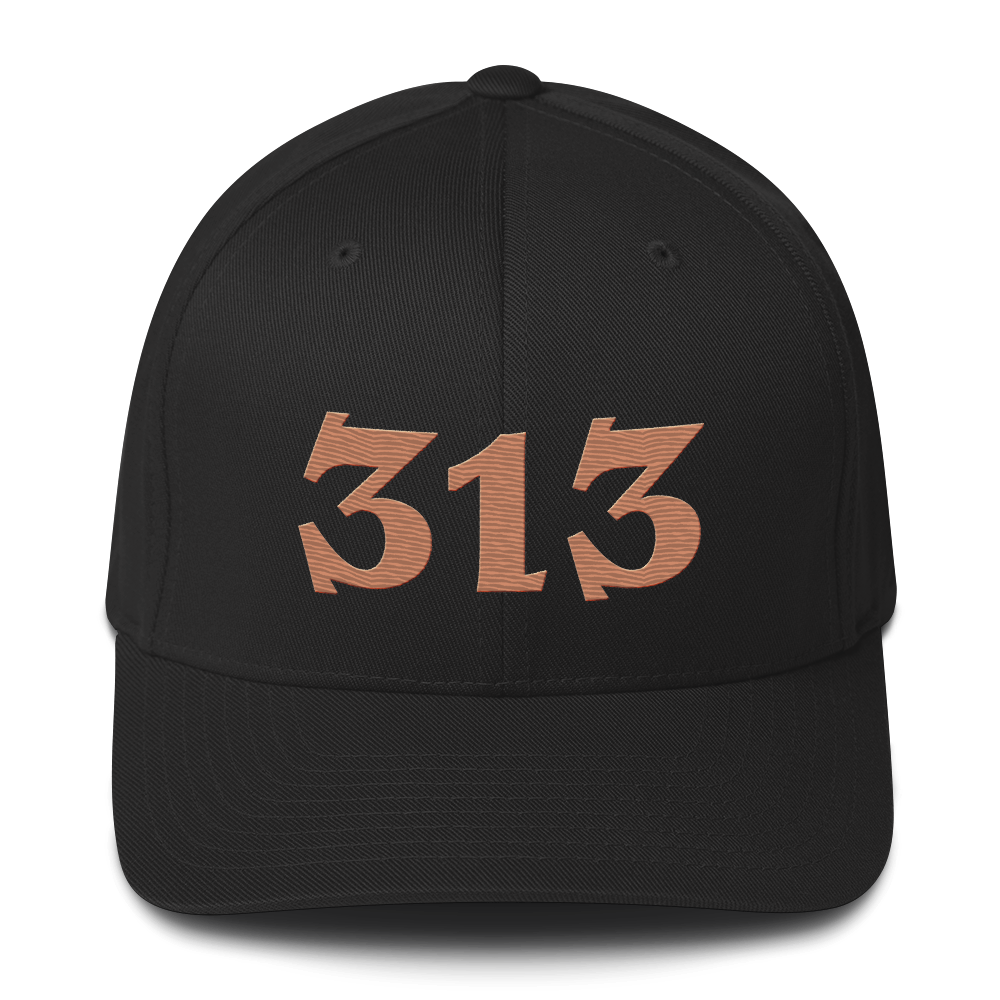 Detroit '313' Fitted Baseball Cap (Angry Font) | Copper