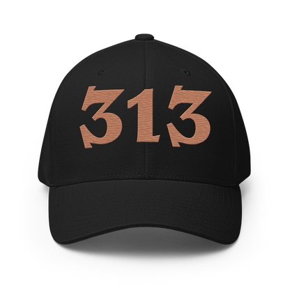 Detroit '313' Fitted Baseball Cap (Angry Font) | Copper