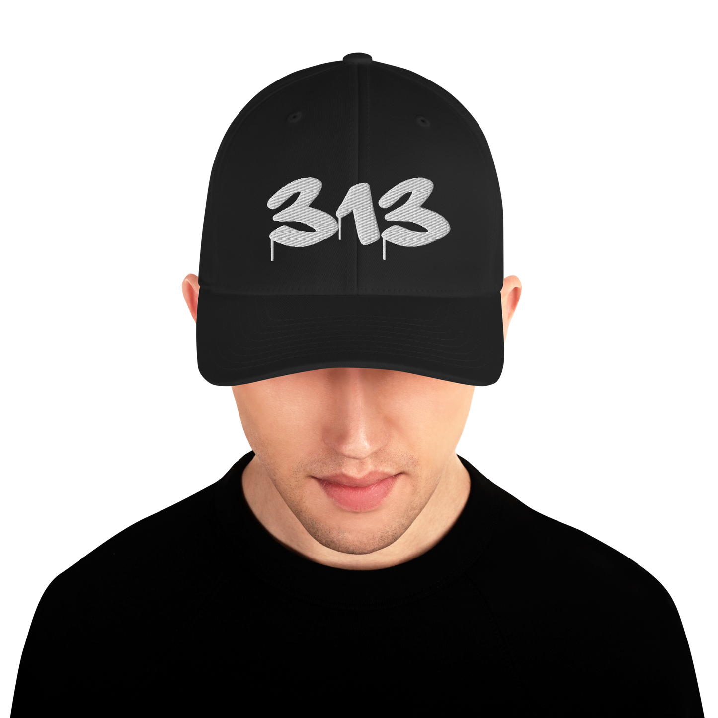 Detroit '313' Fitted Baseball Cap (Tag Font)