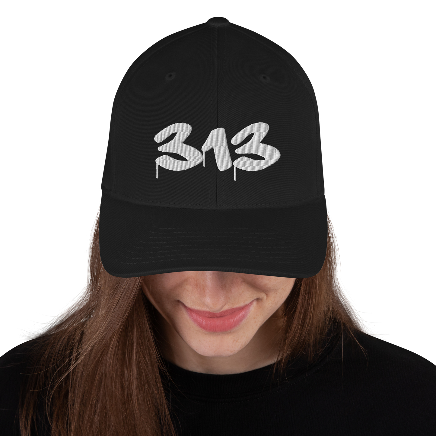 Detroit '313' Fitted Baseball Cap (Tag Font)