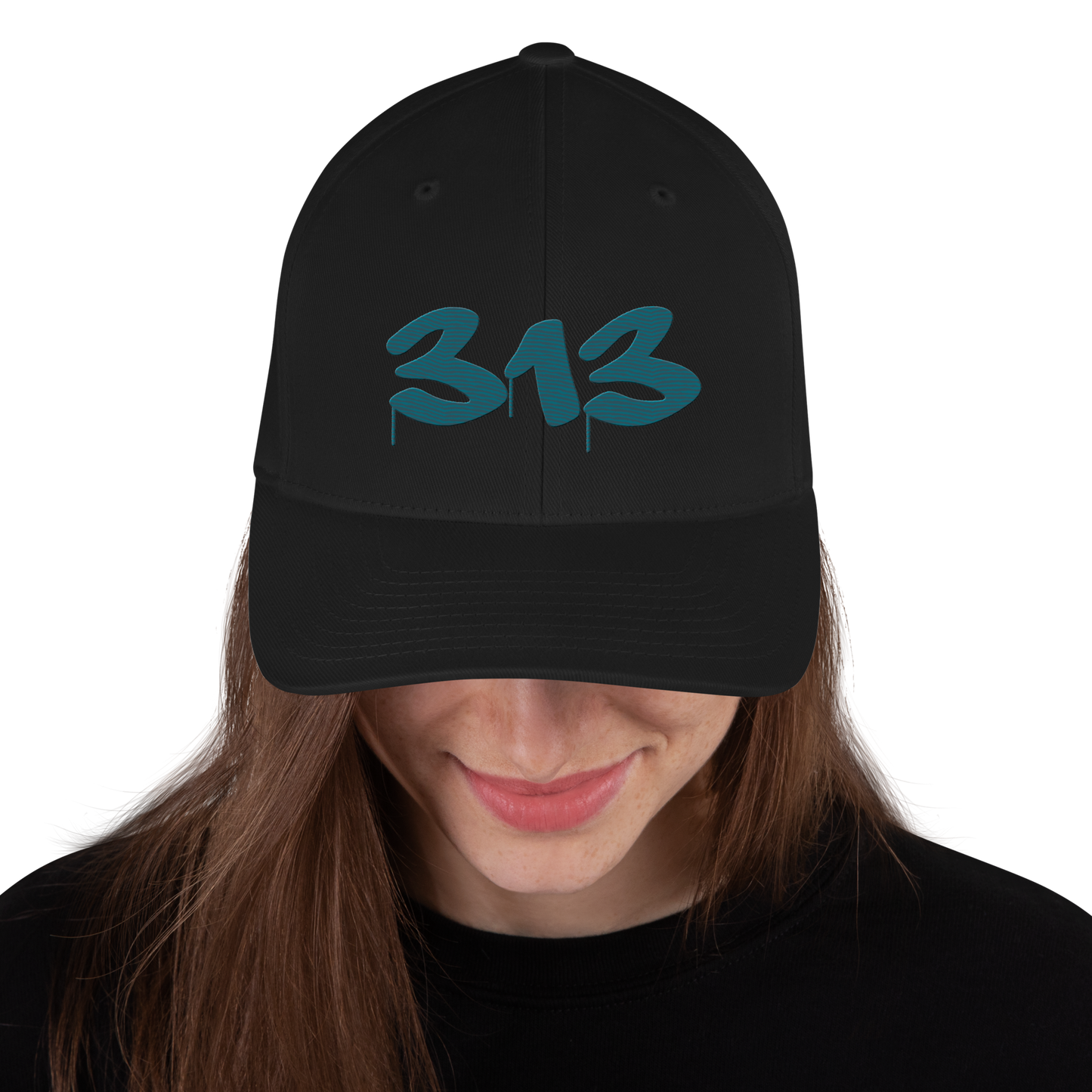 Detroit '313' Fitted Baseball Cap (Tag Font) | Palace Teal