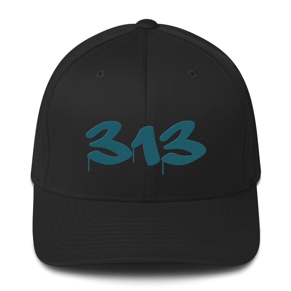 Detroit '313' Fitted Baseball Cap (Tag Font) | Palace Teal