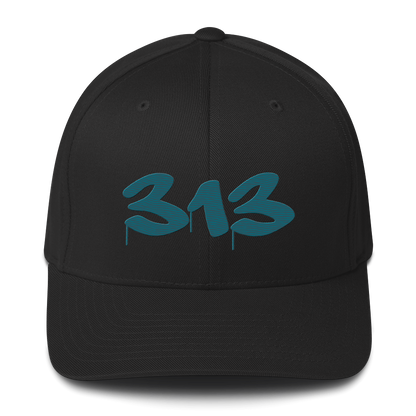 Detroit '313' Fitted Baseball Cap (Tag Font) | Palace Teal