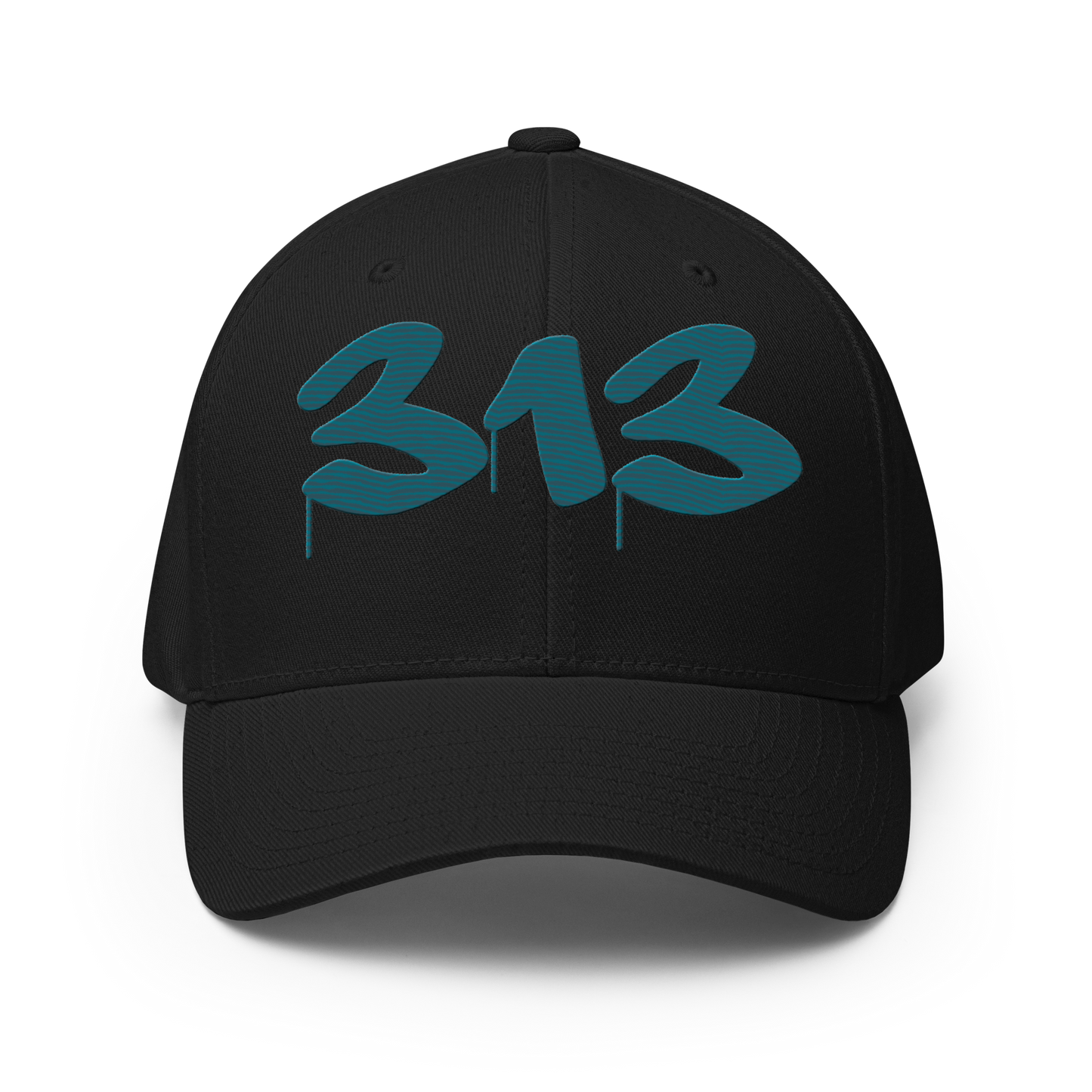 Detroit '313' Fitted Baseball Cap (Tag Font) | Palace Teal