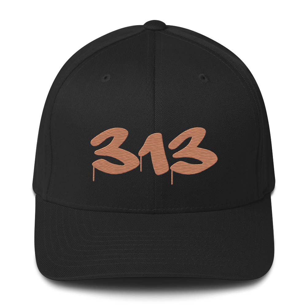 Detroit '313' Fitted Baseball Cap (Tag Font) | Copper