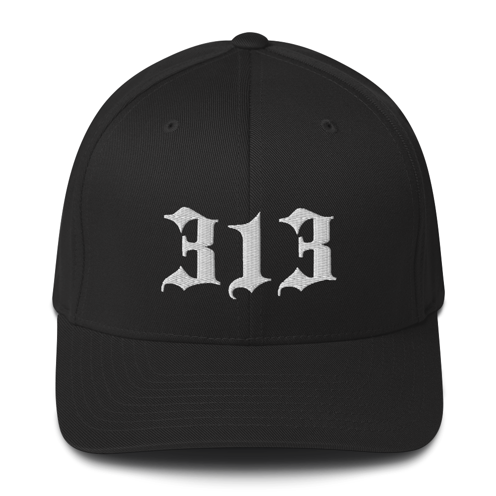 Detroit '313' Fitted Baseball Cap (Old English)