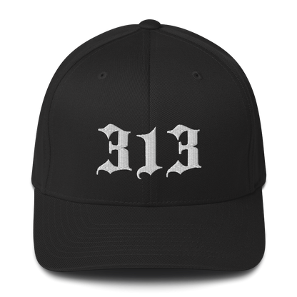 Detroit '313' Fitted Baseball Cap (Old English)