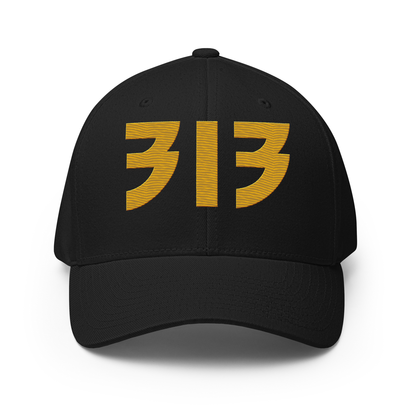 Detroit '313' Fitted Baseball Cap (Glam Font) | Gold