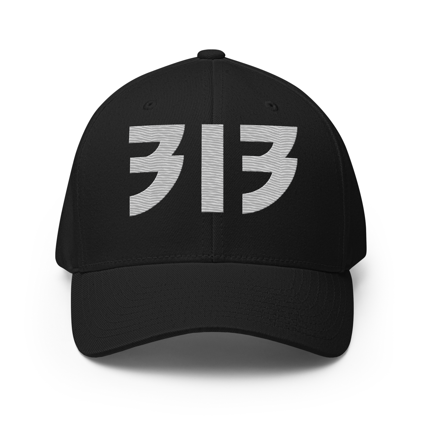 Detroit '313' Fitted Baseball Cap (Glam Font) | Platinum