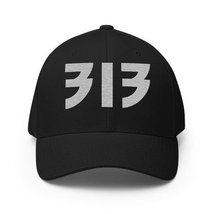 Detroit '313' Fitted Baseball Cap (Glam Font) | Platinum