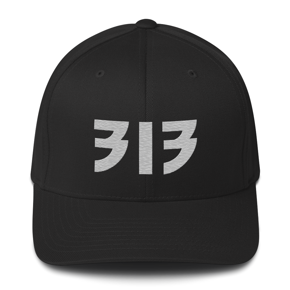 Detroit '313' Fitted Baseball Cap (Glam Font) | Platinum