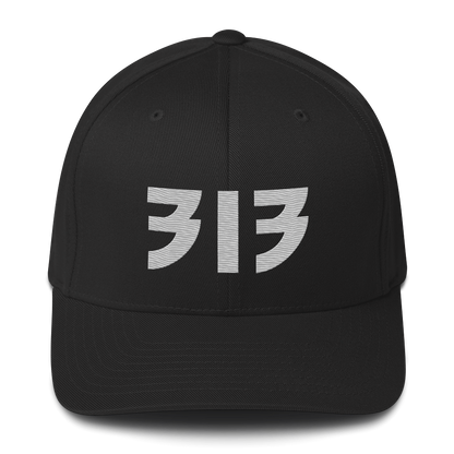 Detroit '313' Fitted Baseball Cap (Glam Font) | Platinum