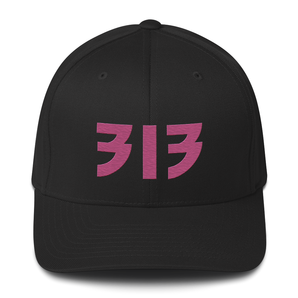 Detroit '313' Fitted Baseball Cap (Glam Font) | Apple Blossom Pink