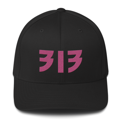 Detroit '313' Fitted Baseball Cap (Glam Font) | Apple Blossom Pink