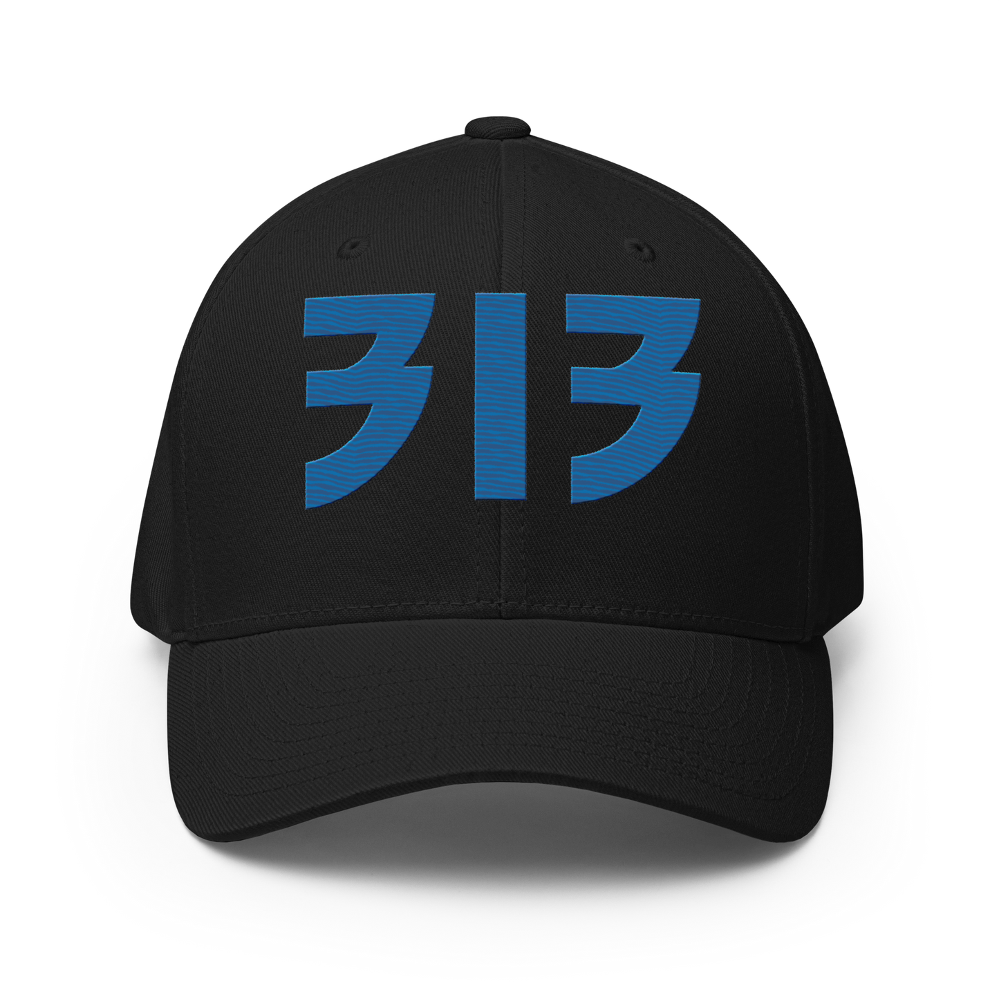 Detroit '313' Fitted Baseball Cap (Glam Font) | Azure