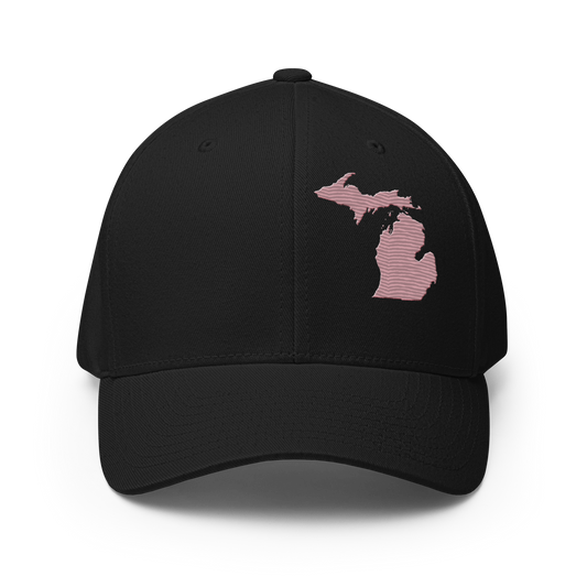 Michigan Fitted Baseball Cap | Cherry Blossom Pink Outline