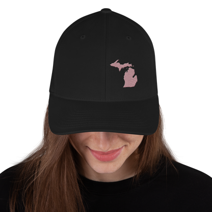 Michigan Fitted Baseball Cap | Cherry Blossom Pink Outline