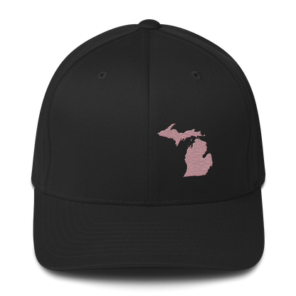 Michigan Fitted Baseball Cap | Cherry Blossom Pink Outline