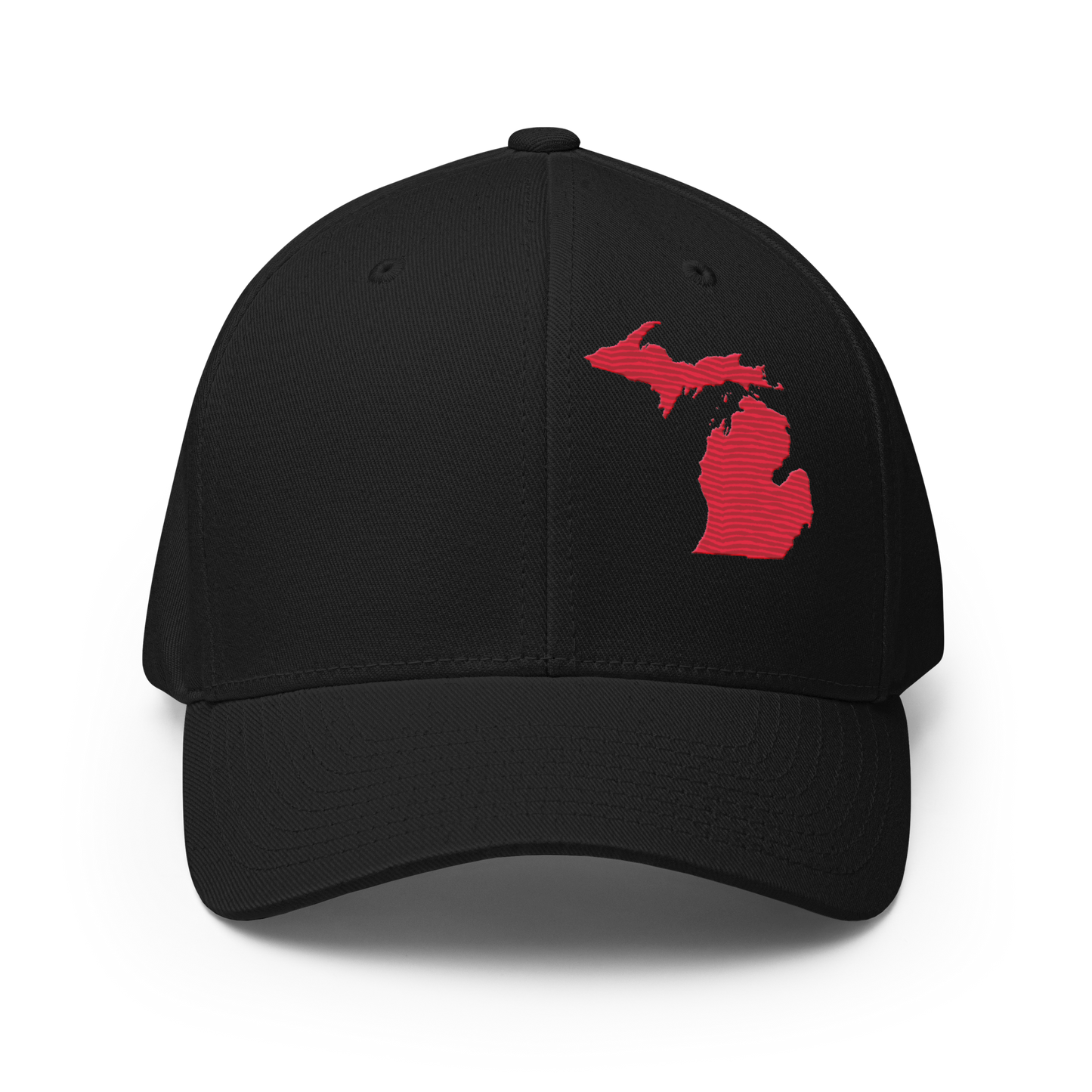 Michigan Fitted Baseball Cap | Lighthouse Red Outline