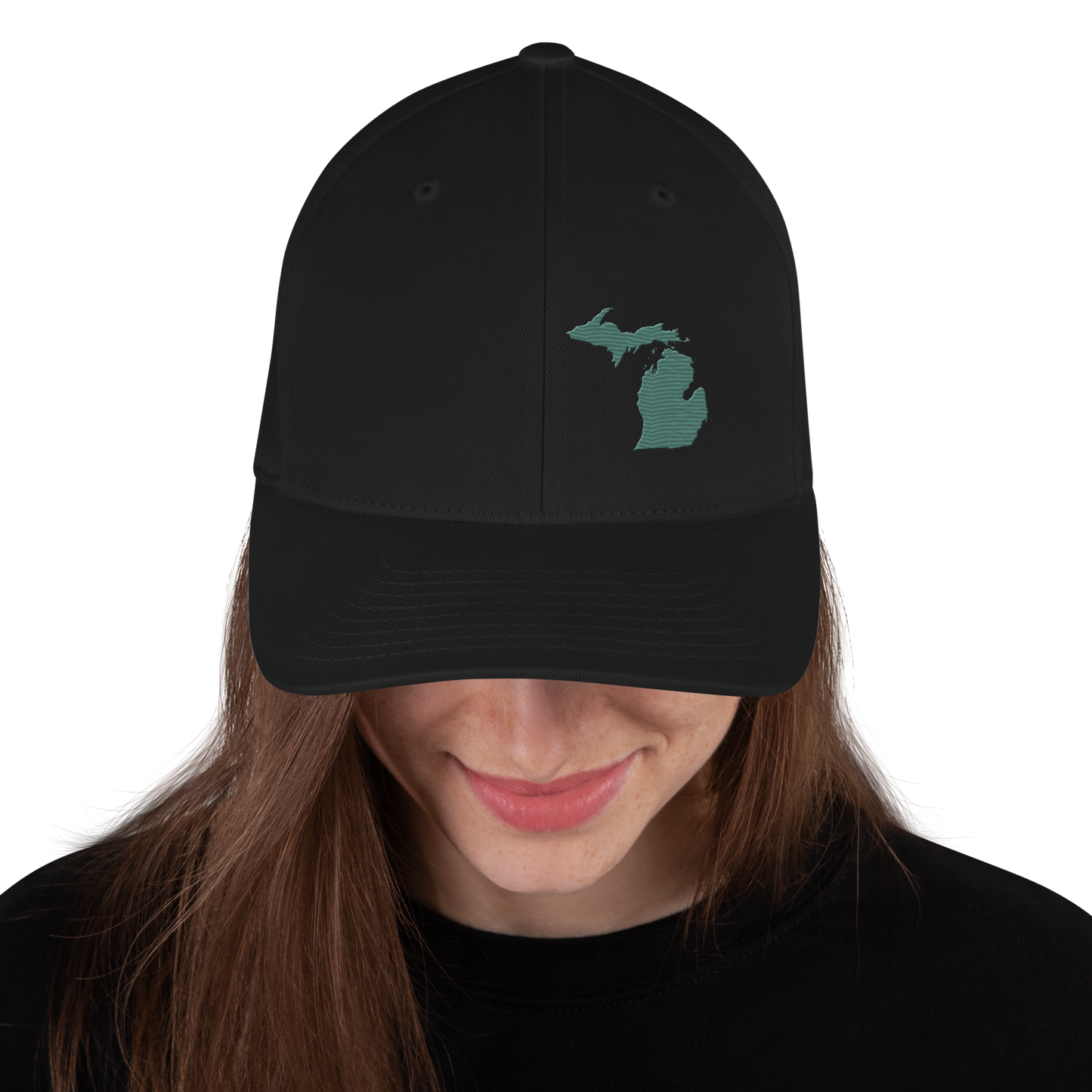 Michigan Fitted Baseball Cap | Copper Green Outline