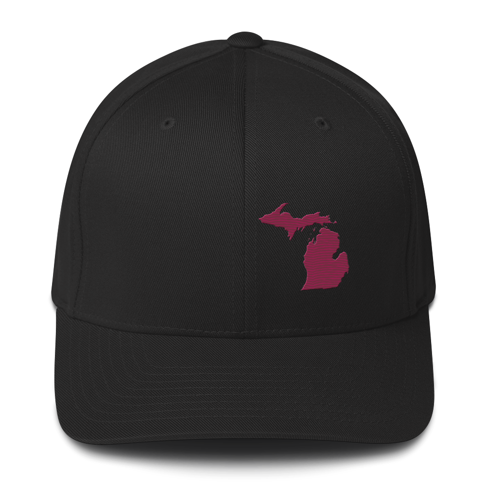 Michigan Fitted Baseball Cap | Ruby Red Outline