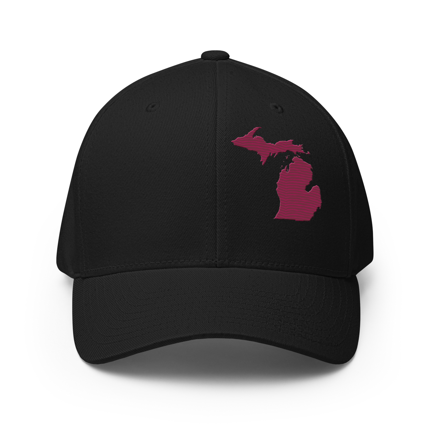 Michigan Fitted Baseball Cap | Ruby Red Outline