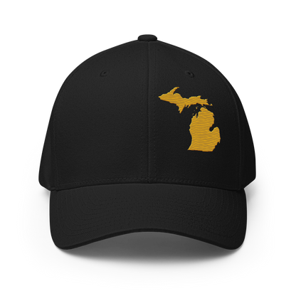 Michigan Fitted Baseball Cap | Gold Outline