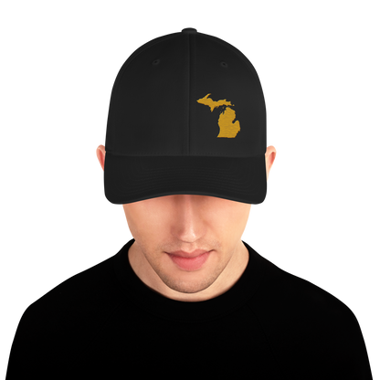 Michigan Fitted Baseball Cap | Gold Outline