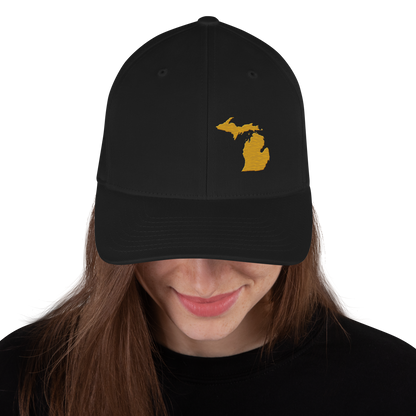 Michigan Fitted Baseball Cap | Gold Outline