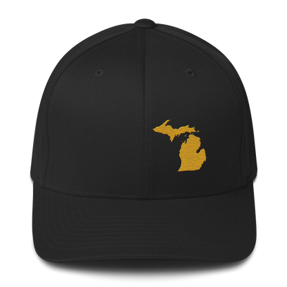 Michigan Fitted Baseball Cap | Gold Outline