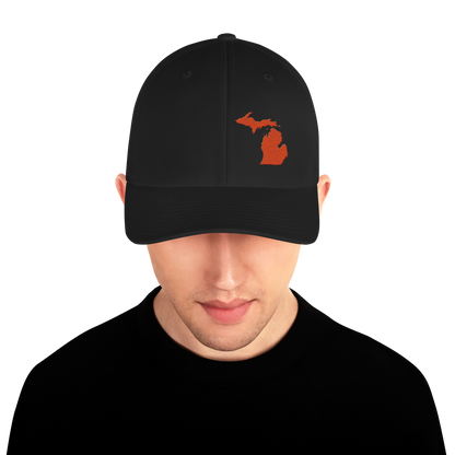 Michigan Fitted Baseball Cap | Maple Leaf Orange Outline