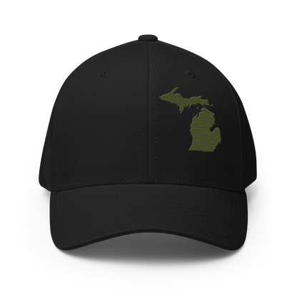 Michigan Fitted Baseball Cap | Army Green Outline