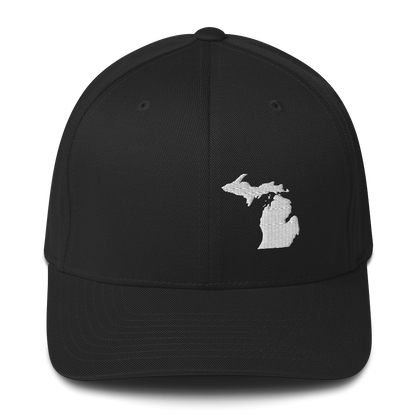 Michigan Fitted Baseball Cap | White Outline